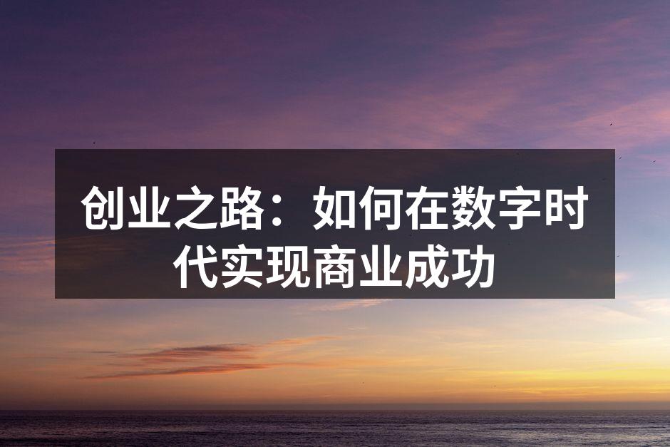 创业之路：如何在数字时代实现商业成功